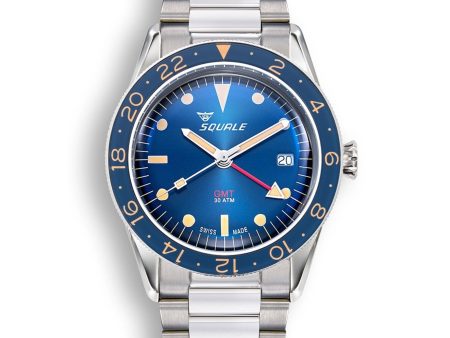 Squale SUB39GMTB.BR22 GMT Blue Dial Automatic Steel Bracelet Wristwatch Online Sale