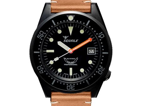 Squale 1521PVD.PC 500 Meter Swiss Automatic Dive Wristwatch Leather Online now