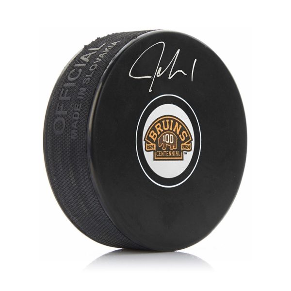 Jeremy Swayman Boston Bruins Autographed 100th Anniversary Hockey Puck Online Hot Sale