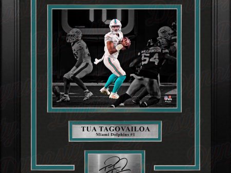 Tua Tagovailoa in Action Miami Dolphins 8x10 Framed Blackout Football Photo with Engraved Autograph Online