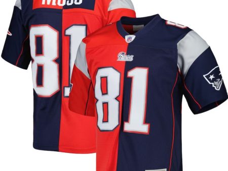 Randy Moss New England Patriots Mitchell & Ness Navy Red 2007 Split Legacy Jersey on Sale