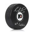 Sean Couturier Philadelphia Flyers Autographed Hockey Logo Puck Inscribed 20th Captain For Cheap