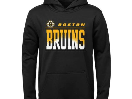 Boston Bruins Youth Play-By-Play Performance Pullover Hoodie - Black Discount