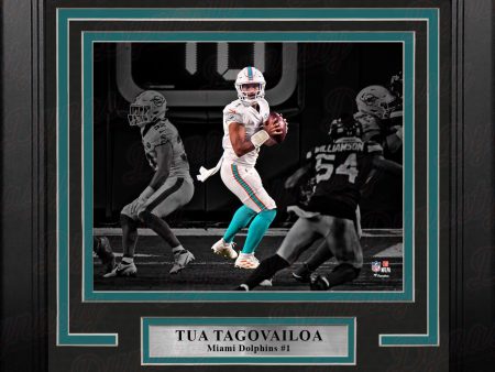 Tua Tagovailoa in Action Miami Dolphins 8  x 10  Framed Blackout Football Photo Online Hot Sale