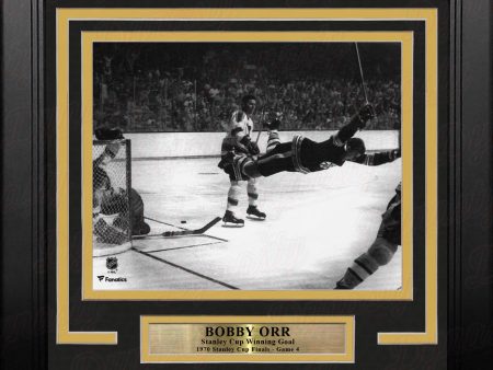 Bobby Orr Boston Bruins 1970 Stanley Cup Game-Winning Goal 8  x 10  Framed Hockey Photo Online now