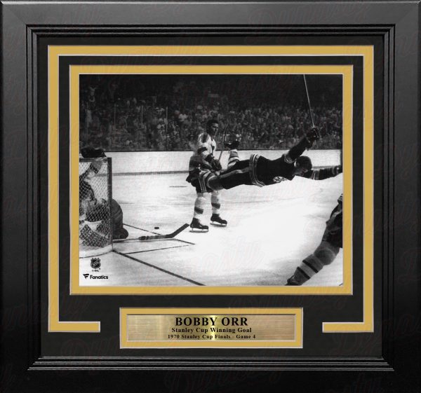 Bobby Orr Boston Bruins 1970 Stanley Cup Game-Winning Goal 8  x 10  Framed Hockey Photo Online now