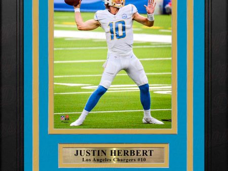 Justin Herbert in Action Los Angeles Chargers 8  x 10  Framed Football Photo with Engraved Autograph Supply