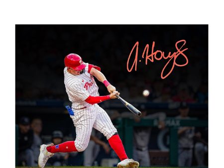 Austin Hays Blackout Swing Autographed Philadelphia Phillies 11  x 14  Baseball Photo For Cheap