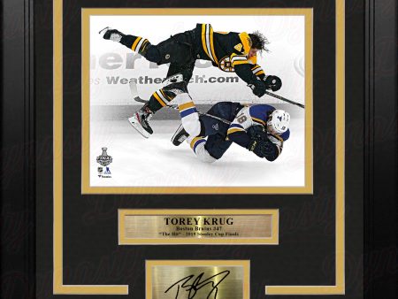 Torey Krug Boston Bruins 2019 Stanley Cup Finals Hit 8x10 Framed Photo with Engraved Autograph Fashion