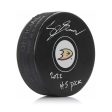 Cutter Gauthier Anaheim Ducks Autographed NHL Hockey Logo Puck with #5 Pick Inscription For Cheap