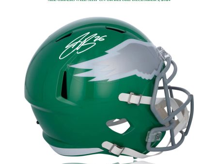 Saquon Barkley Autograph Philadelphia Eagles Kelly Green Full-Size Rep Helmet | Pre-Sale Opportunity Online now