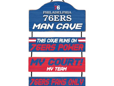 Philadelphia 76ers Wooden Man Cave Dangle Sign Online now