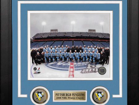 Pittsburgh Penguins 2008 Winter Classic Line-Up 8  x 10  Framed Hockey Photo For Discount