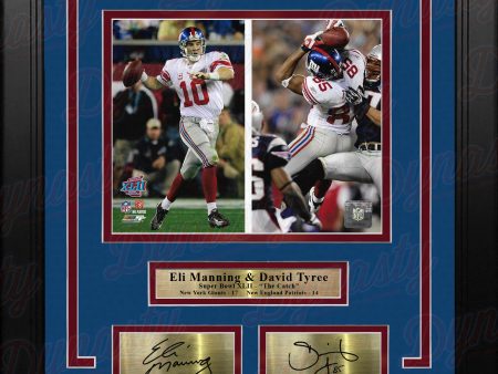 Eli Manning & David Tyree Super Bowl Catch NY Giants 8x10 Framed Photo with Engraved Autographs on Sale