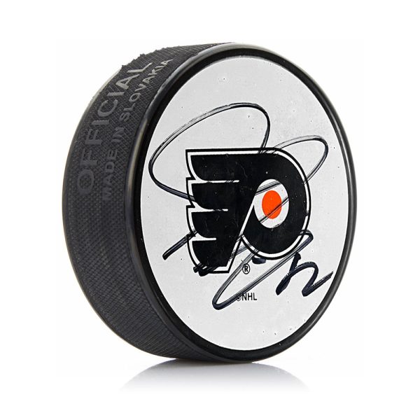 Simon Gagne Philadelphia Flyers Autographed White Hockey Logo Puck For Discount