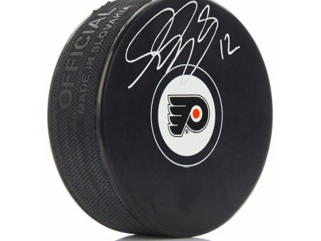 Simon Gagne Philadelphia Flyers Autographed Hockey Logo Puck Online Sale