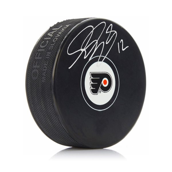 Simon Gagne Philadelphia Flyers Autographed Hockey Logo Puck Online Sale