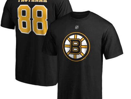 David Pastrnak Boston Bruins Authentic Player Name & Number T-Shirt - Black Discount