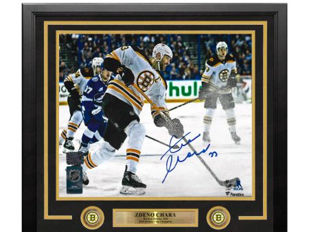 Zdeno Chara in Action Boston Bruins Autographed 11  x 14  Framed Hockey Photo Online Hot Sale