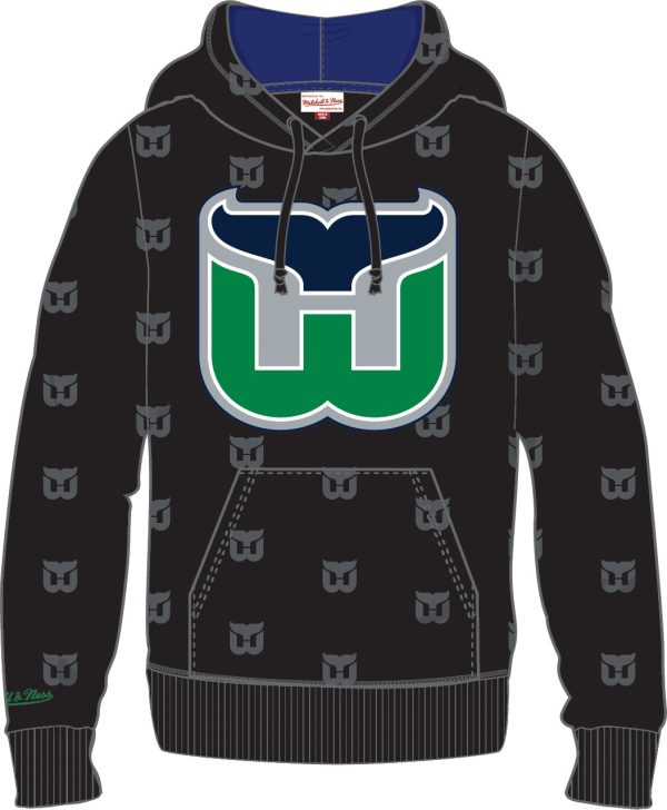 Hartford Whalers Mitchell & Ness All Over Print Fleece Hoodie For Cheap