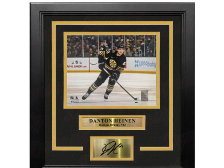 Danton Heinen in Action Boston Bruins 8  x 10  Framed Hockey Photo with Engraved Autograph For Cheap