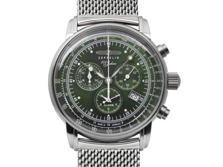 Zeppelin 8680M-4 100 Years Green Dial Chronograph Wristwatch Fashion