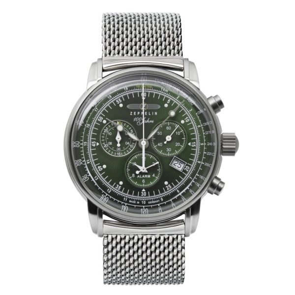 Zeppelin 8680M-4 100 Years Green Dial Chronograph Wristwatch Fashion