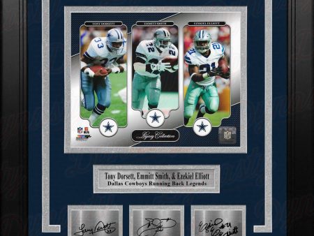 Tony Dorsett Emmitt Smith & Ezekiel Elliott Dallas Cowboys 8x10 Framed Photo w  Engraved Autographs Discount