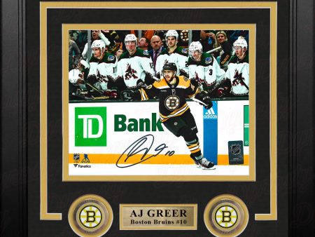 AJ Greer Celebration Boston Bruins Autographed 8  x 10  Framed Hockey Photo Fashion