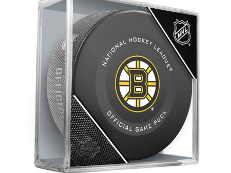 Boston Bruins Autograph Official Game Hockey Puck with Case Hot on Sale