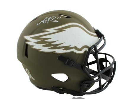 AJ Brown Philadelphia Eagles Autographed Salute to Service Football Helmet Online Sale