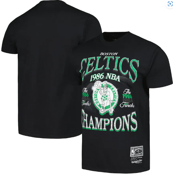 Boston Celtics Mitchell & Ness Black 1986 Finals Championship Era Shirt Discount