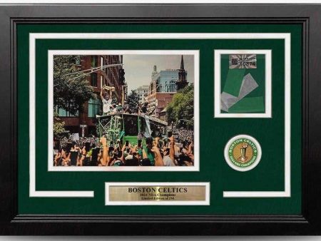 Boston Celtics 2024 NBA Champions Parade 16  x 19  Framed Basketball Photo with Parade Confetti Cheap