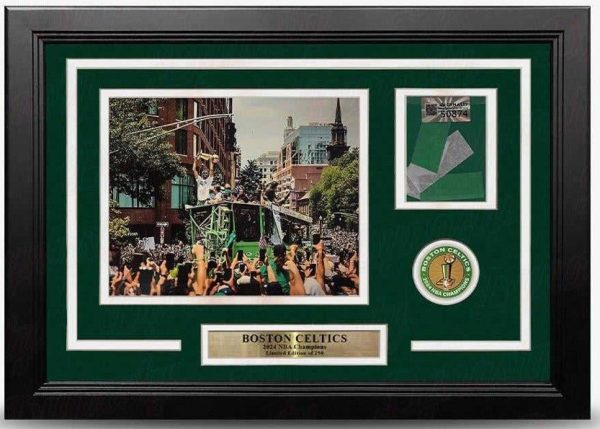 Boston Celtics 2024 NBA Champions Parade 16  x 19  Framed Basketball Photo with Parade Confetti Cheap