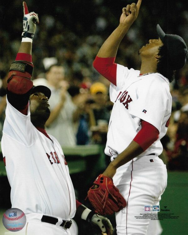 David Ortiz & Pedro Martinez Pointing Skyward Boston Red Sox 8  x 10  Baseball Photo For Discount