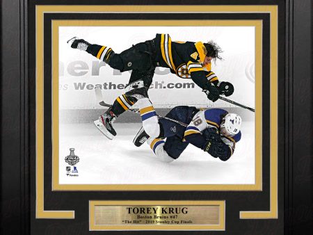 Torey Krug Boston Bruins 2019 Stanley Cup Finals Game 1 Hit 8  x 10  Framed Hockey Photo Online Hot Sale