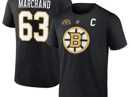 Brad Marchand Boston Bruins Authentic Stack Name & Number T-Shirt - Black on Sale