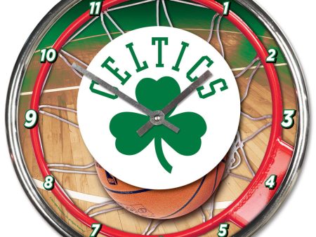 Boston Celtics Round Chrome Clock Discount