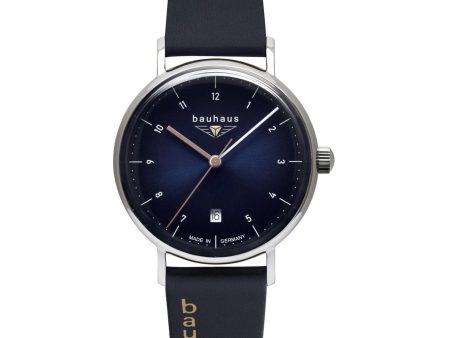 Bauhaus 2141-3 Women s Navy Blue Dial And Leather Strap Wristwatch Hot on Sale