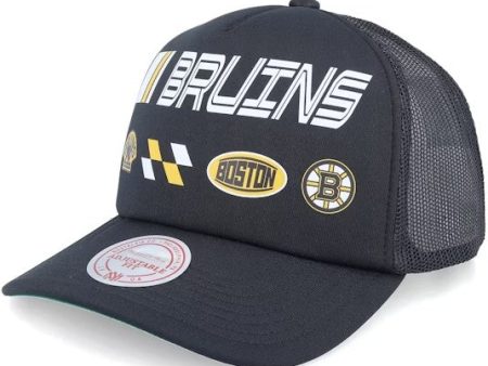 Boston Bruins Mitchell & Ness Speedway Black Trucker Snapback Hat Online