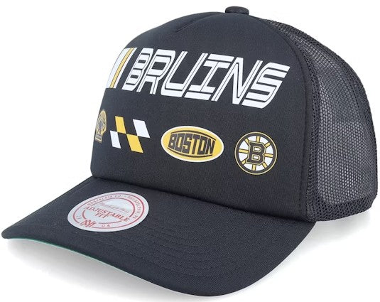 Boston Bruins Mitchell & Ness Speedway Black Trucker Snapback Hat Online