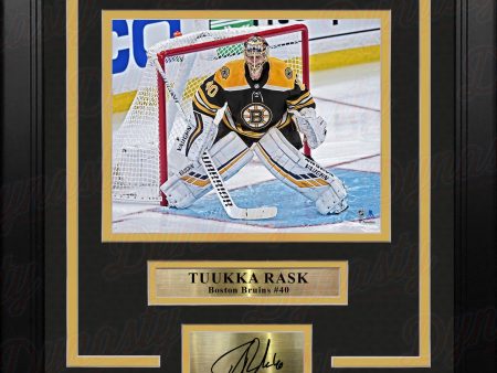 Tuukka Rask in Action Boston Bruins 8  x 10  Framed Hockey Photo with Engraved Autograph Supply