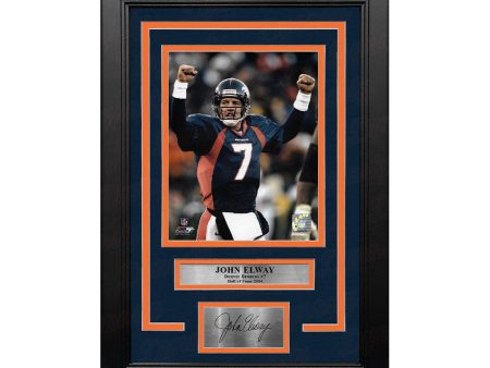 John Elway Celebration Denver Broncos 8  x 10  Framed Football Photo with Engraved Autograph For Cheap