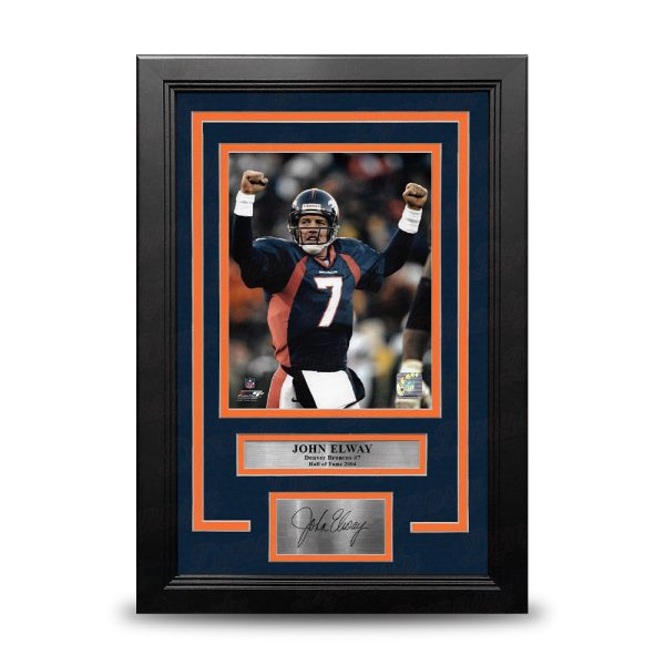 John Elway Celebration Denver Broncos 8  x 10  Framed Football Photo with Engraved Autograph For Cheap