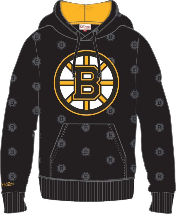 Boston Bruins Mitchell & Ness All Over Print Fleece Hoodie Hot on Sale