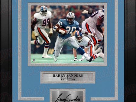 Barry Sanders v. Broncos Detroit Lions 8  x 10  Framed Football Photo with Engraved Autograph Cheap