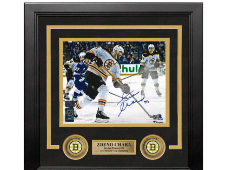 Zdeno Chara in Action Boston Bruins Autographed 8  x 10  Framed Hockey Photo For Sale