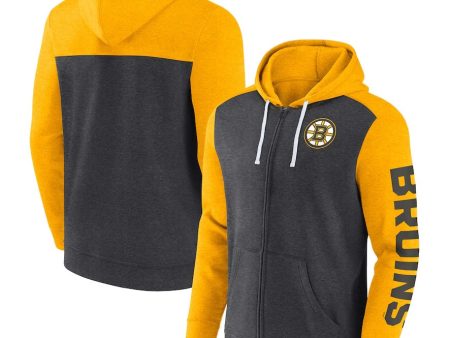 Boston Bruins Down and Distance Full-Zip Hoodie - Heather Charcoal Supply