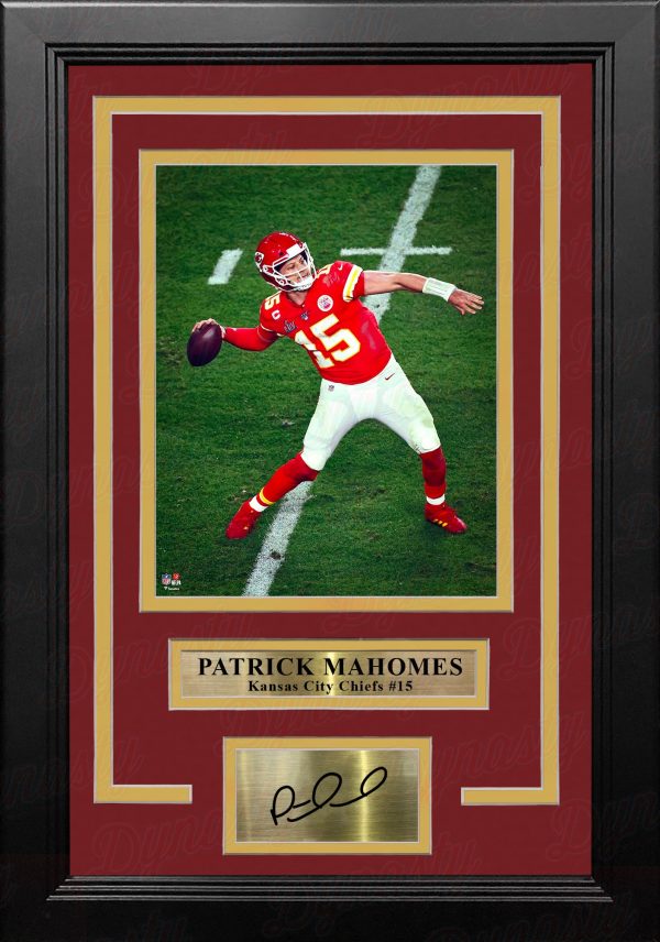 Patrick Mahomes Throwing Action Kansas City Chiefs 8  x 10  Framed Photo with Engraved Autograph Hot on Sale