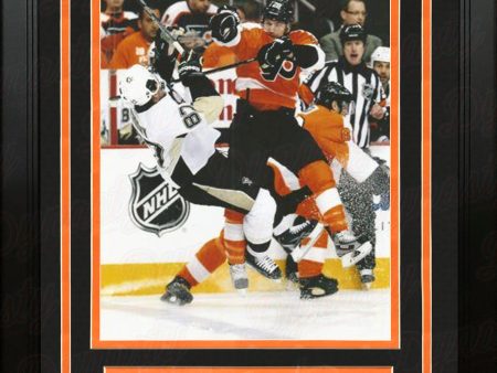 Claude Giroux Hits Sidney Crosby Philadelphia Flyers 2012 NHL Hockey Playoffs Framed Photo on Sale